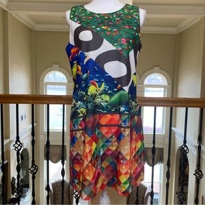 Como No, By Biz- Ocean & Geo Print shift dress, size M